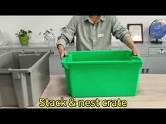 600x400x300 মিমি প্লাস্টিকের স্টোরেজ ক্রেটস আয়তক্ষেত্রাকার সলিড নস্টাবল ক্রেটস মুভিং টার্নওভারTotes