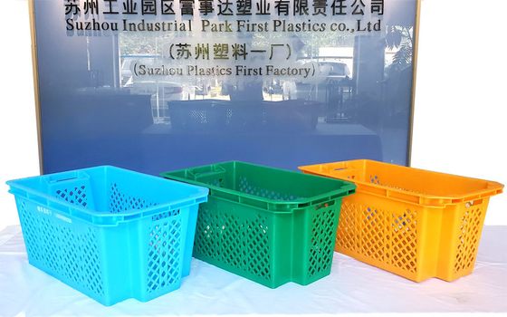 Mesh Nestable Crates turnover প্লাস্টিকের মাশরুম ক্যাসেট Stackable চলন্ত বিন