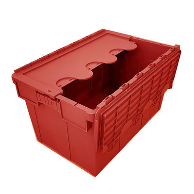 Heavy Duty Recycle Plastic Crate With Hinged Attached Lid Tool Moving Box 600x400x350mm